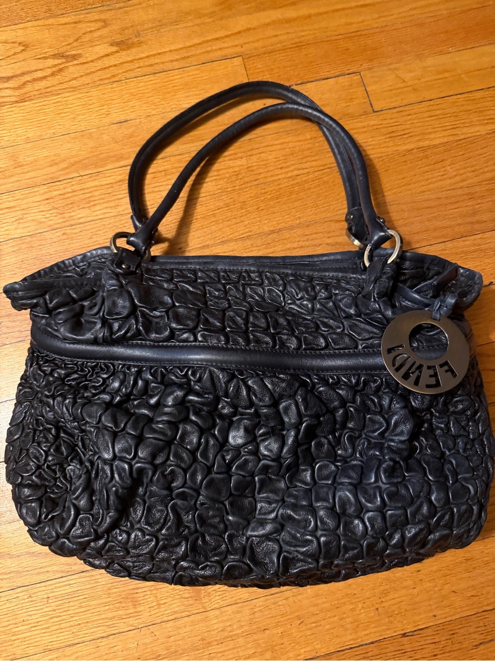 Fendi Puckered Bubble Leather Chef Shoulder Bag